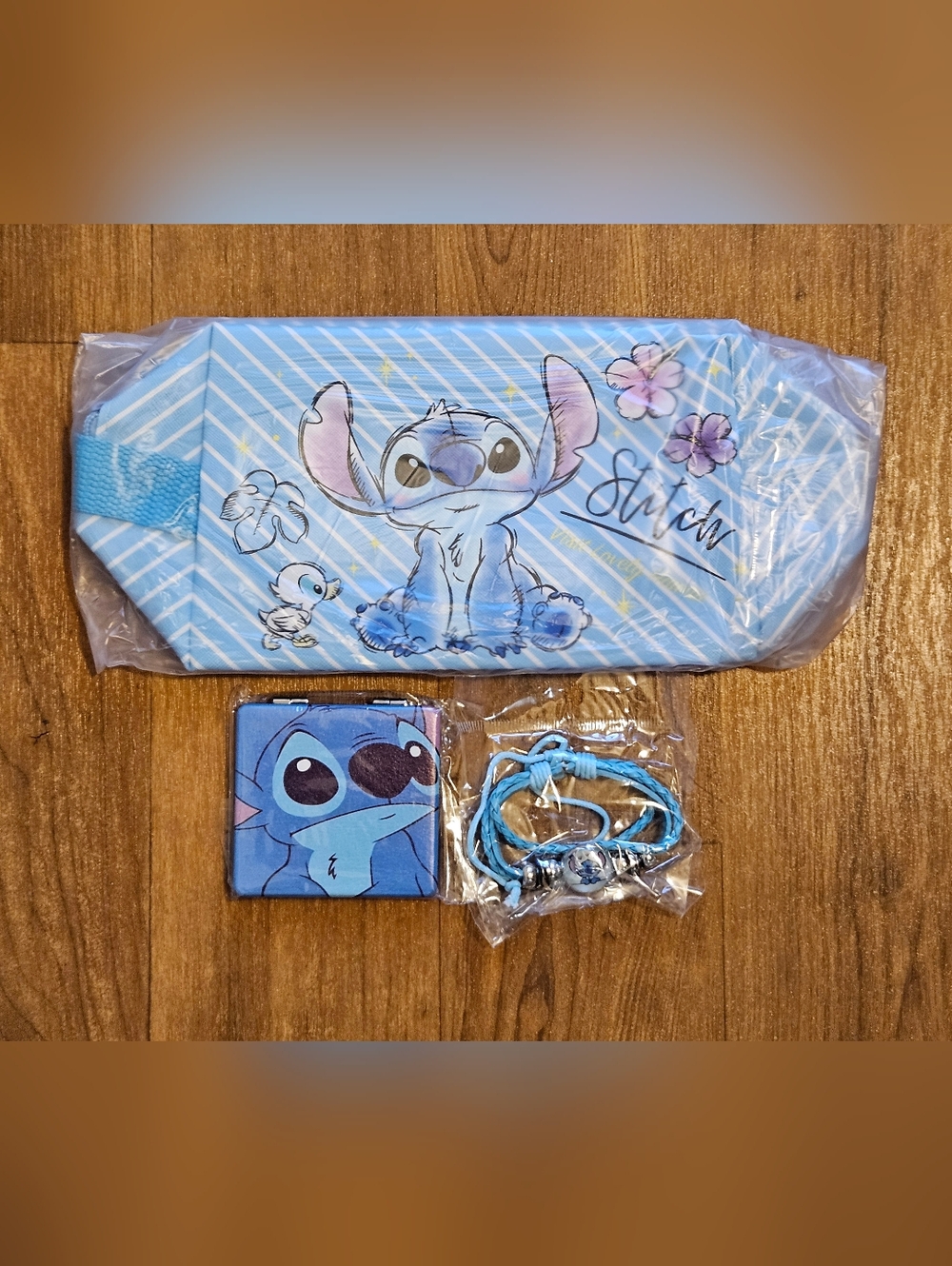 Stitch Blue Cosmetic Bag & Accessory Set